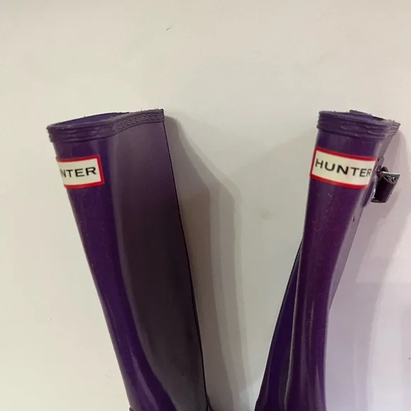 Hunter Boots original Tall rain boots in Purple Glitter sparkle size 7 - Picture 6 of 10